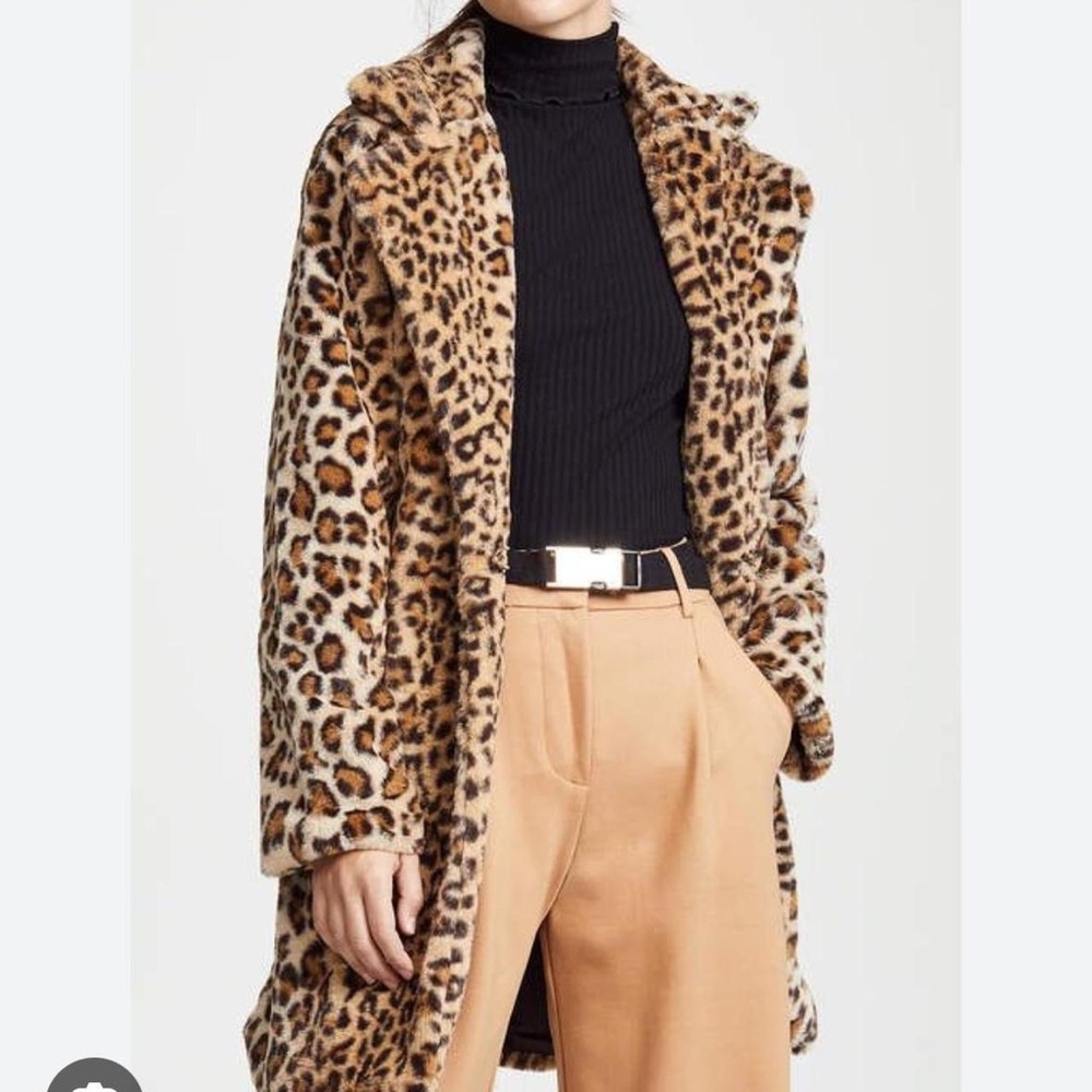 I AM GIA Stefani Faux Fur Leopard Print Jacket Size Small